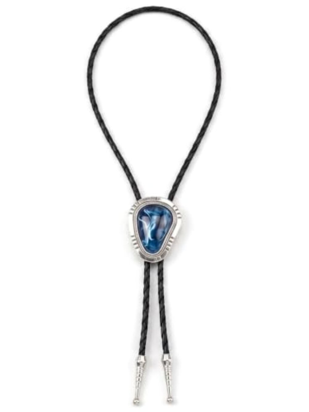 Bolo Tie for Men Western Heart Accent Tie Necklace | A heart shaped blue accent